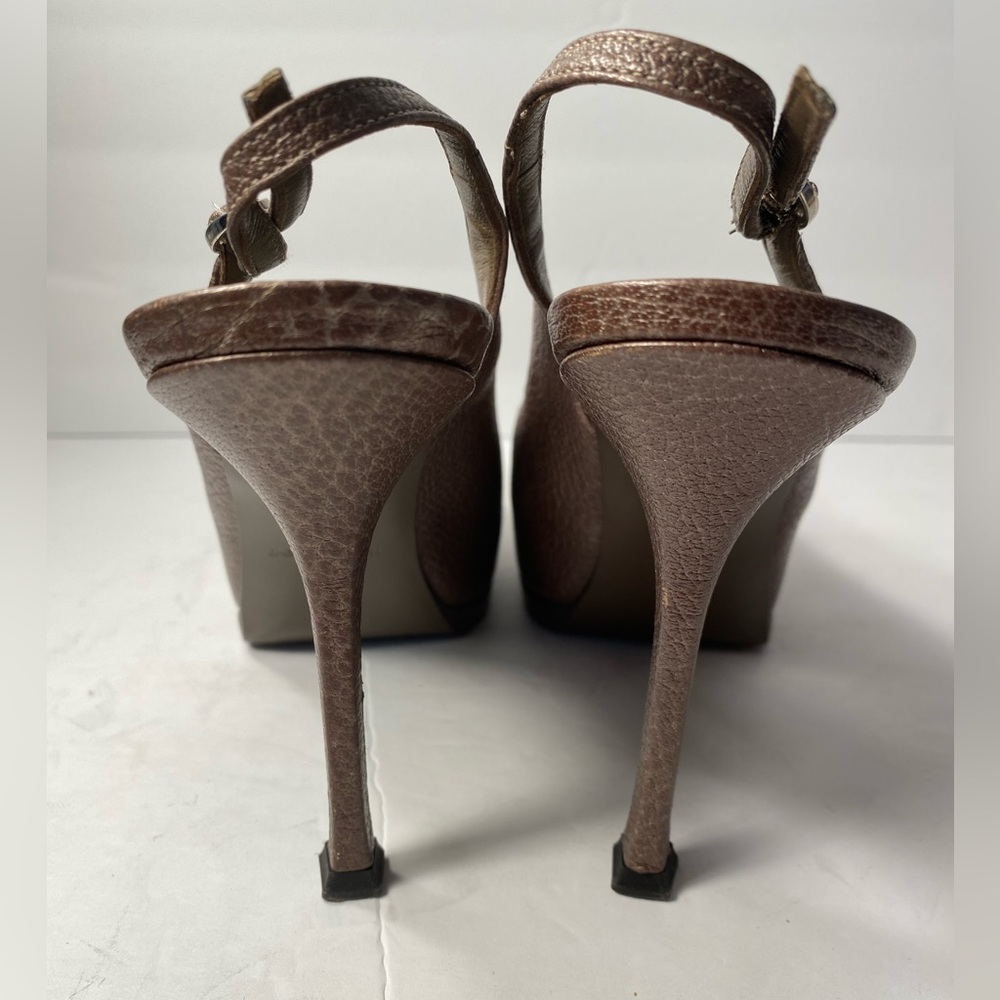 Ysl yves saint Laurent tribtoo slingback pumps heels metallic brown 36 - Picture 5 of 10